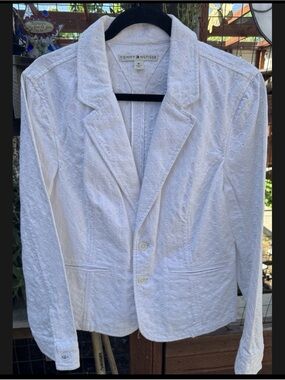 Tommy Hilfiger White Eyelet Tailored Blazer Size 16